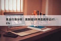 黄金行情分析：美联储9月降息概率达87.8%